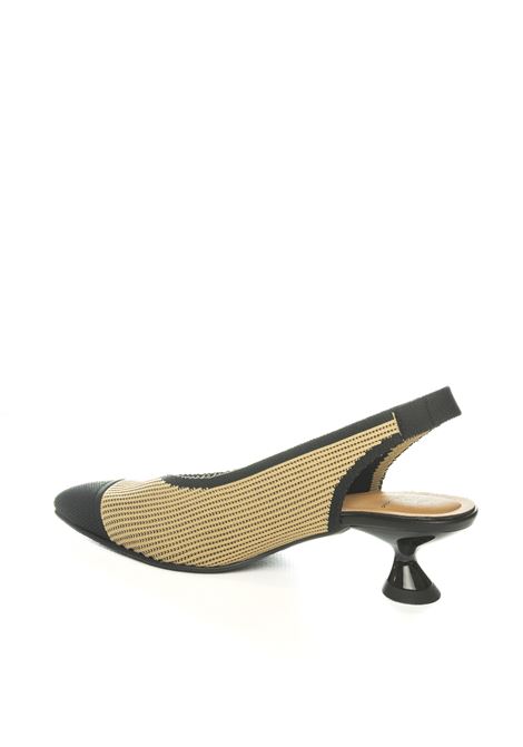 Beige/black elastic slingback MISS ELASTIC | 76535REINE-72